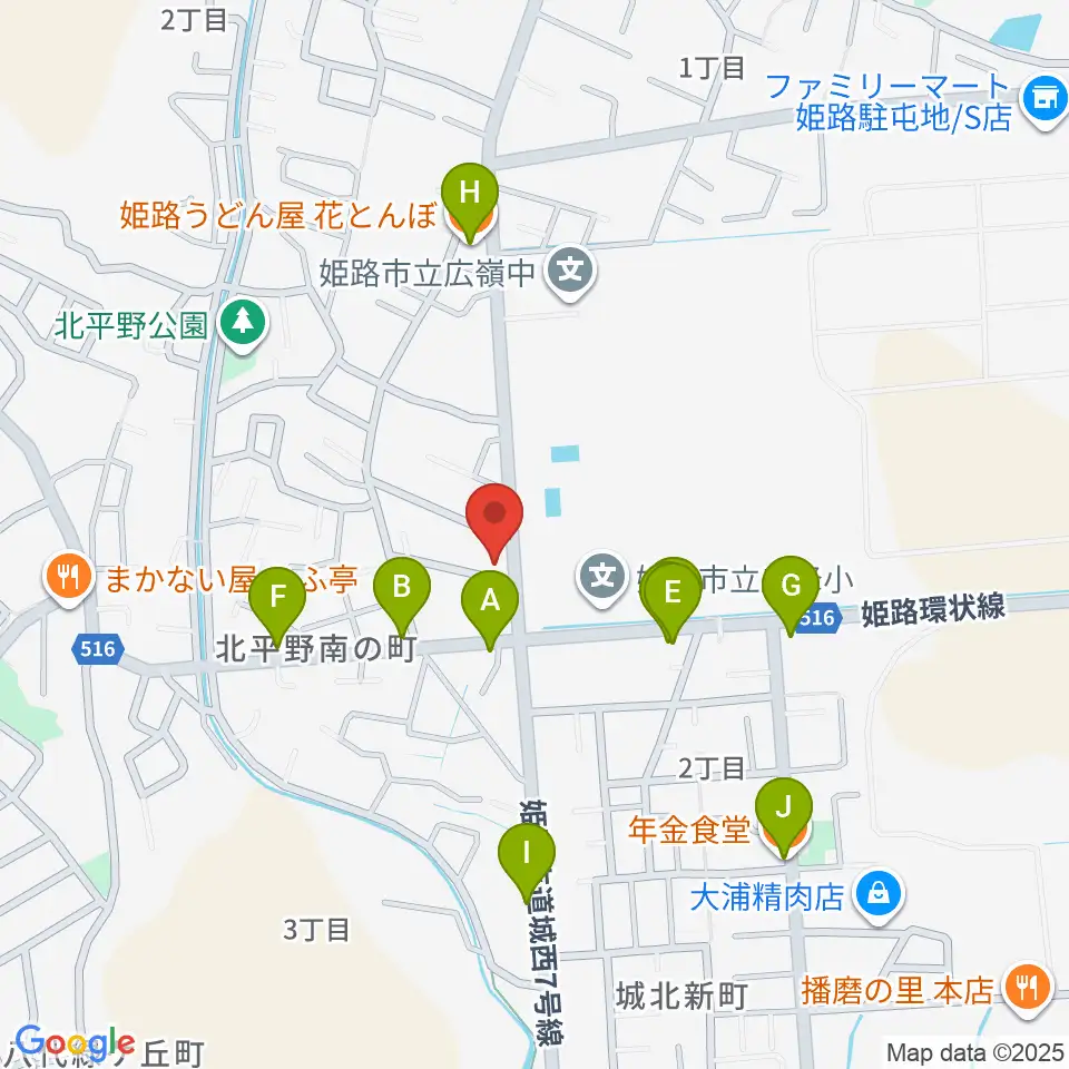 しらさぎ音楽学院周辺のファミレス・ファーストフード一覧地図