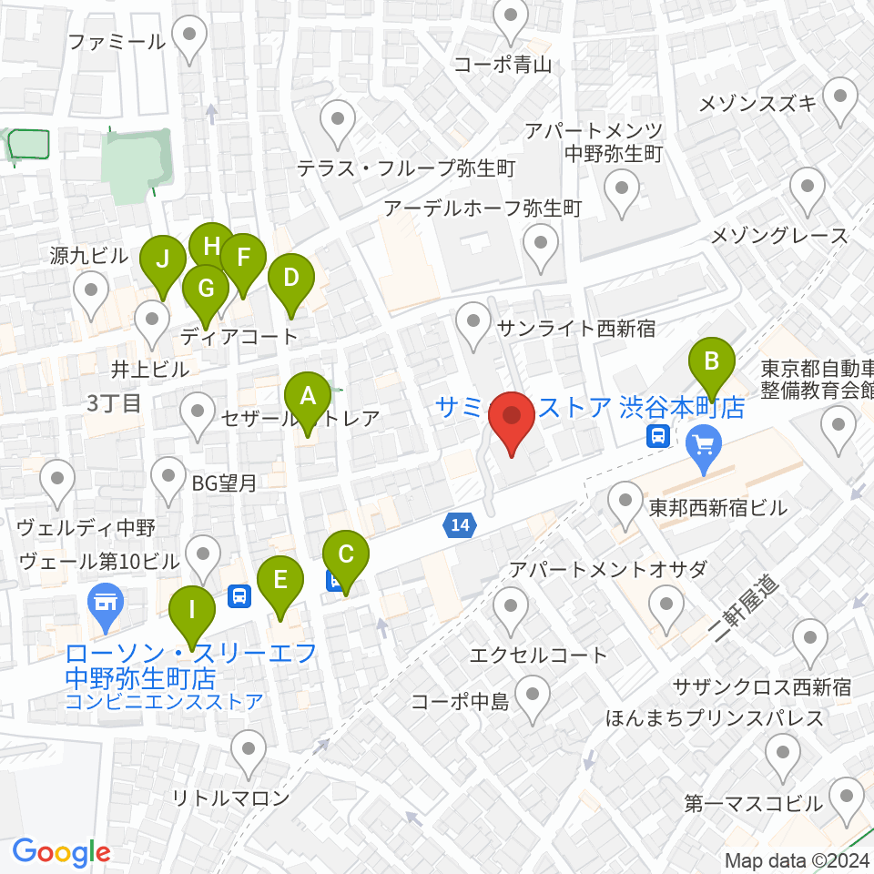 専門学校東京アナウンス学院周辺のファミレス・ファーストフード一覧地図