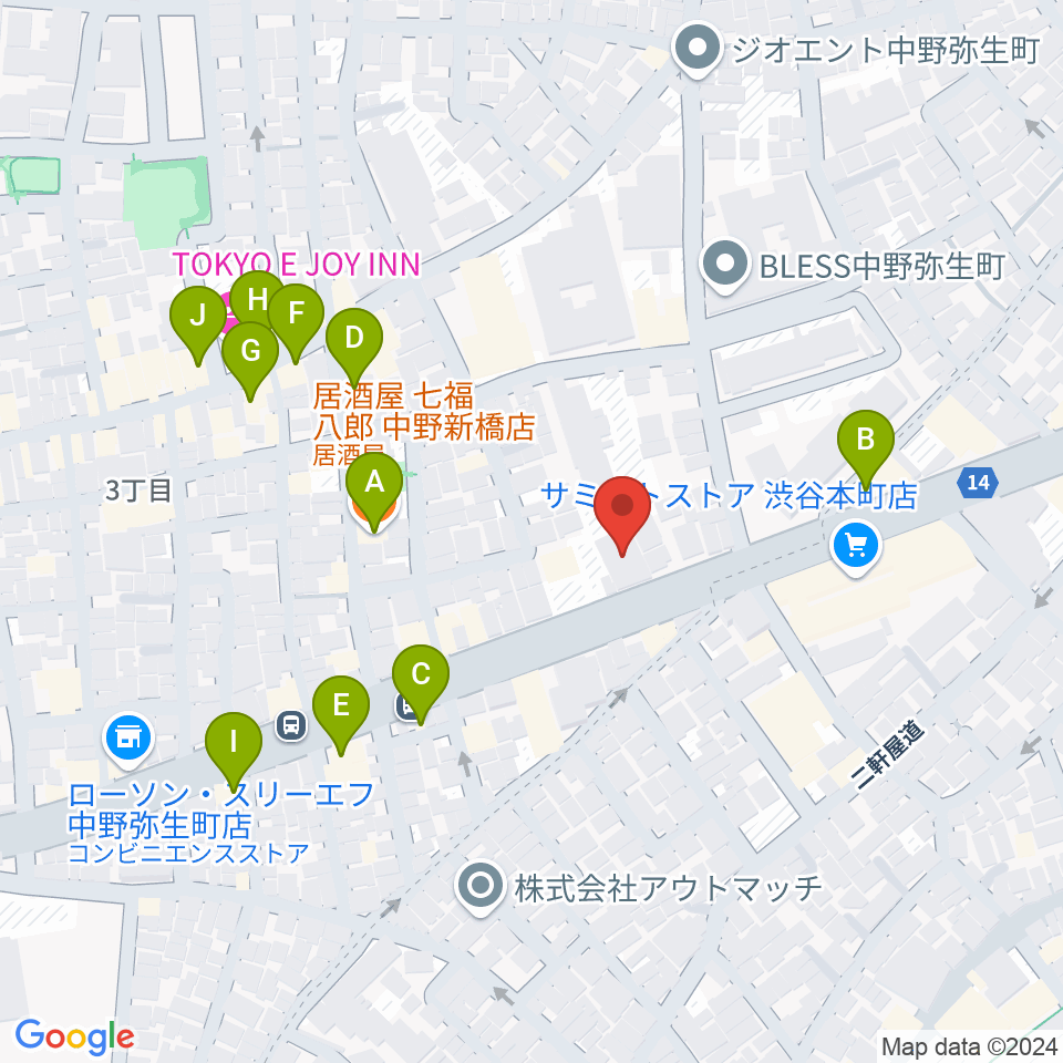 専門学校東京アナウンス学院周辺のファミレス・ファーストフード一覧地図