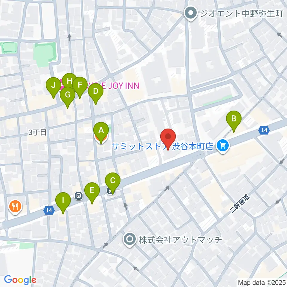 専門学校東京アナウンス学院周辺のファミレス・ファーストフード一覧地図