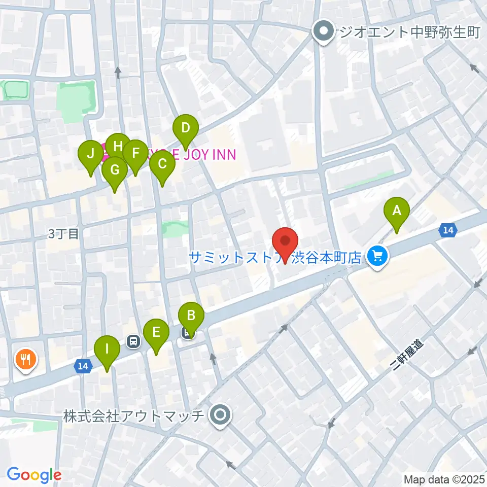 専門学校東京アナウンス学院周辺のファミレス・ファーストフード一覧地図