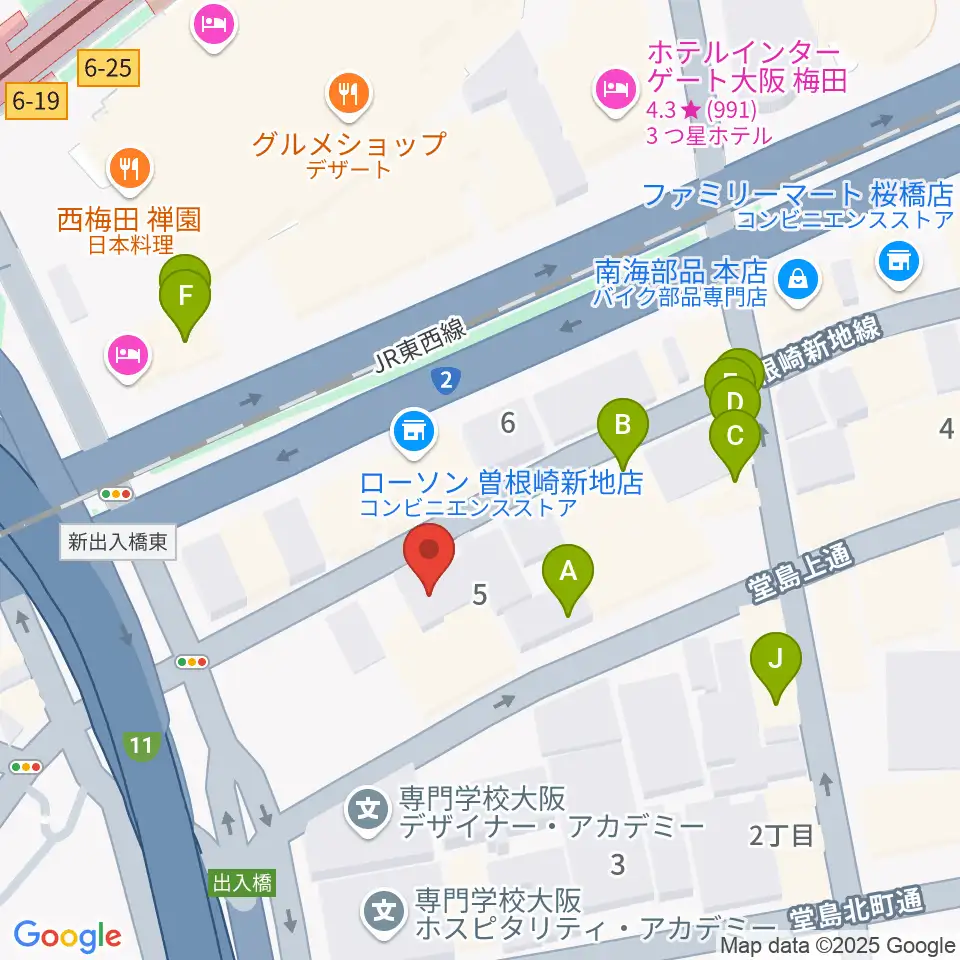 ビジュアルアーツ専門学校 大阪周辺のファミレス・ファーストフード一覧地図