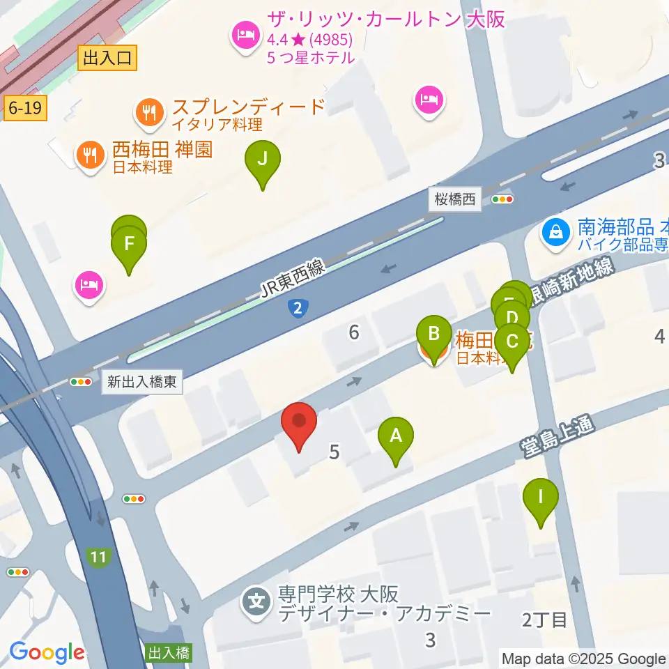ビジュアルアーツ専門学校 大阪周辺のファミレス・ファーストフード一覧地図