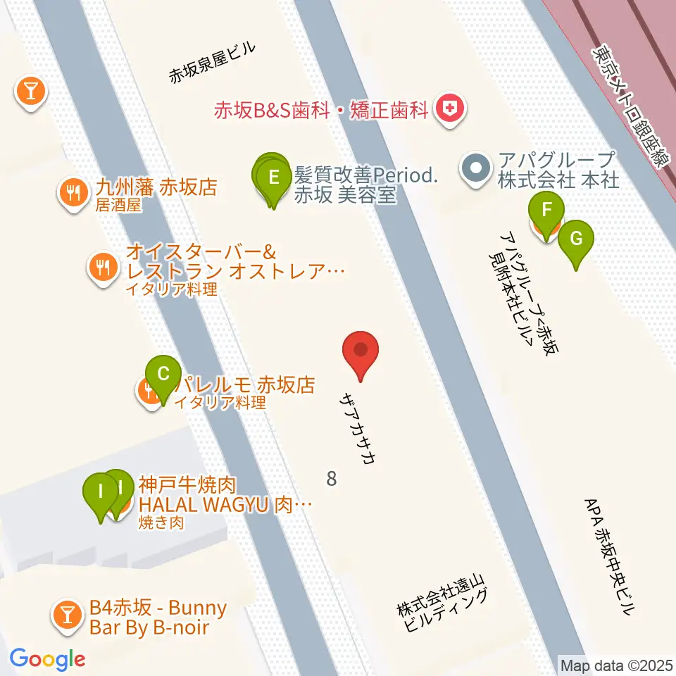 ヤマノミュージックサロン赤坂周辺のファミレス・ファーストフード一覧地図