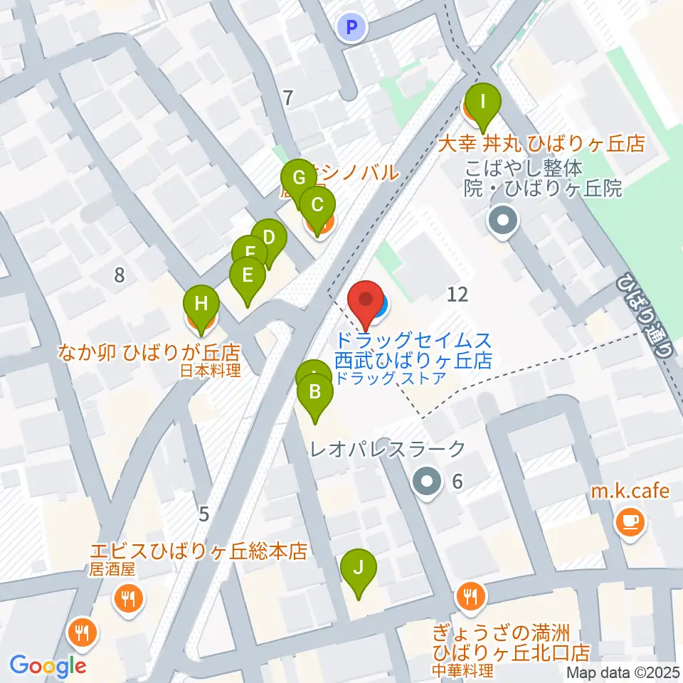 ヤマノミュージックセンターひばりが丘周辺のファミレス・ファーストフード一覧地図