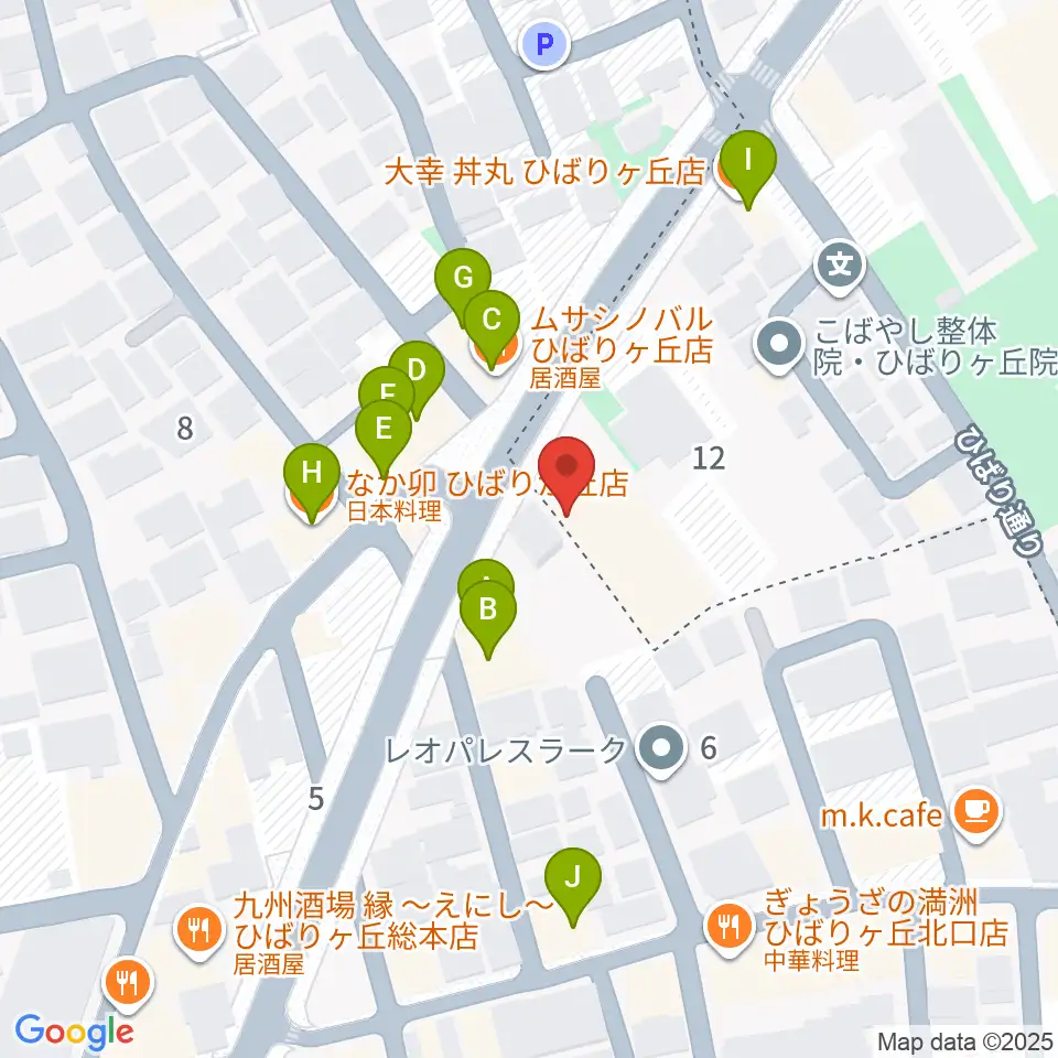 ヤマノミュージックセンターひばりが丘周辺のファミレス・ファーストフード一覧地図