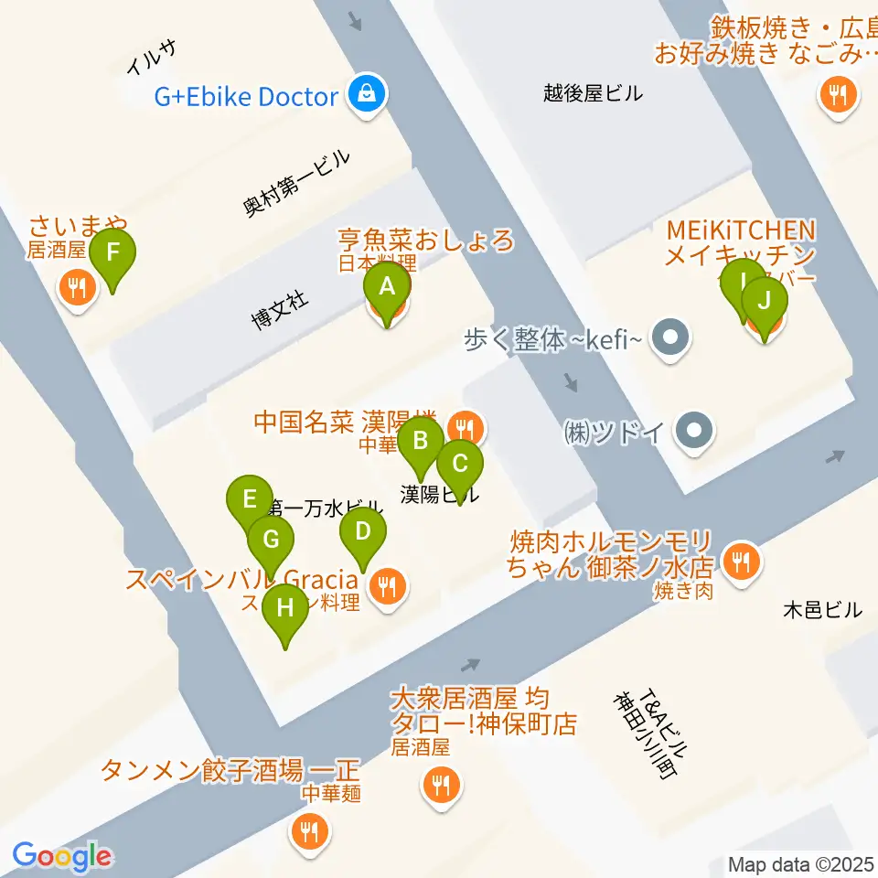 音楽教室ポレット周辺のファミレス・ファーストフード一覧地図