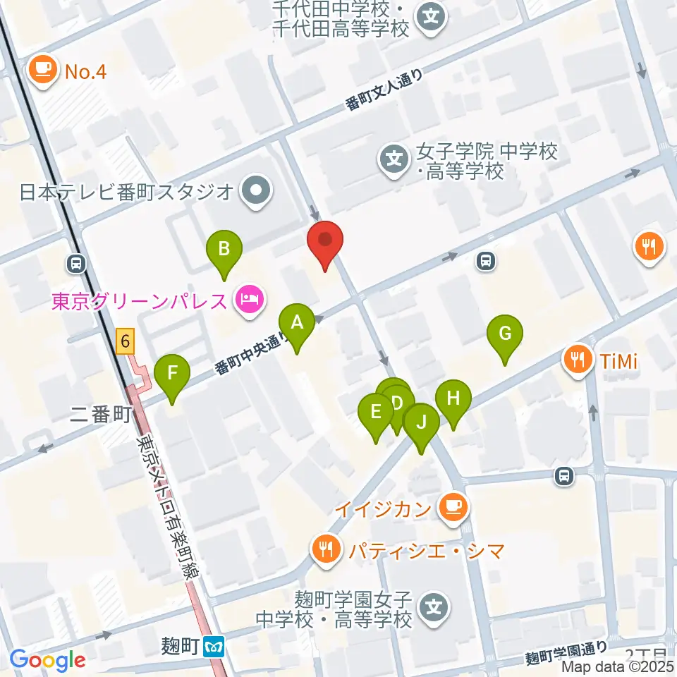 青山ハープ 東京教室周辺のファミレス・ファーストフード一覧地図