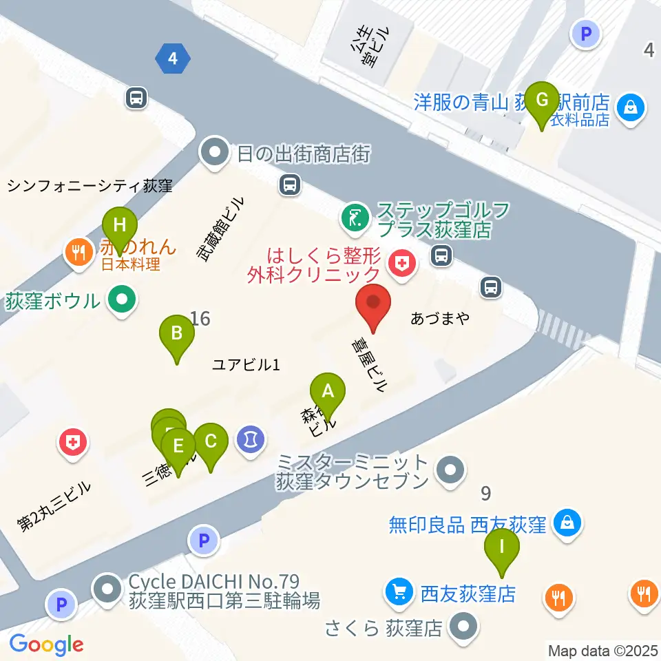 八重洲ピアノ社 荻窪本店センター周辺のファミレス・ファーストフード一覧地図