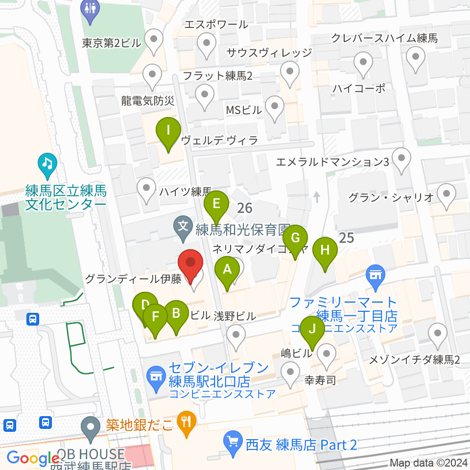 練馬ポコアポコ音楽教室周辺のファミレス・ファーストフード一覧地図