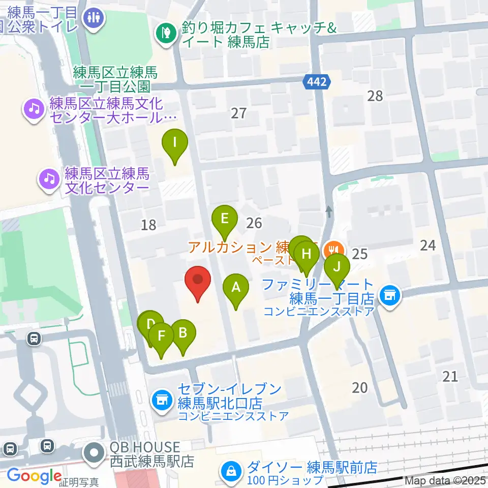 練馬ポコアポコ音楽教室周辺のファミレス・ファーストフード一覧地図