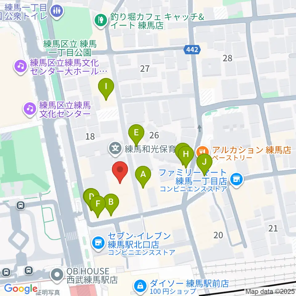 練馬ポコアポコ音楽教室周辺のファミレス・ファーストフード一覧地図