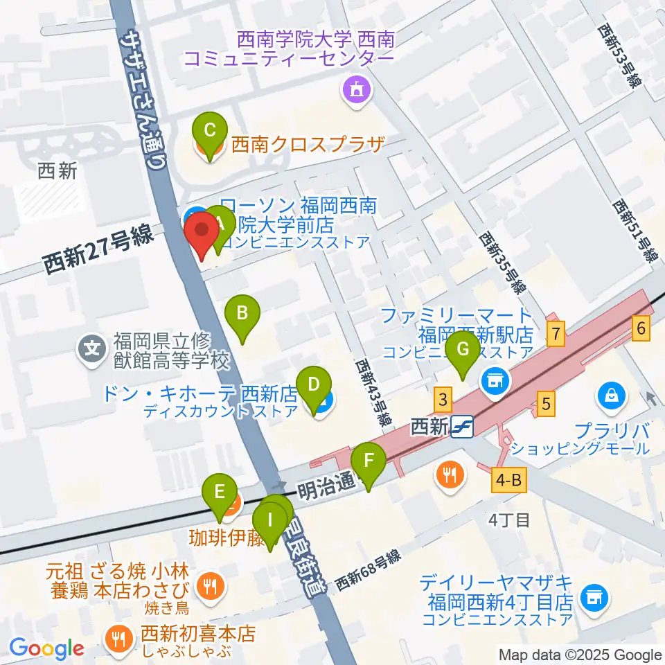 音楽教室ソウルミーティング周辺のファミレス・ファーストフード一覧地図