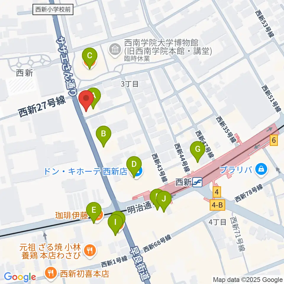 音楽教室ソウルミーティング周辺のファミレス・ファーストフード一覧地図