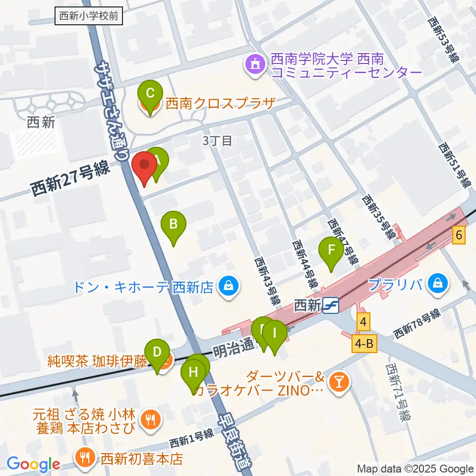 音楽教室ソウルミーティング周辺のファミレス・ファーストフード一覧地図