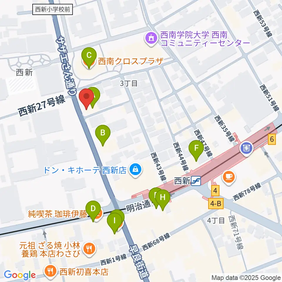 ソウルミーティング周辺のファミレス・ファーストフード一覧地図