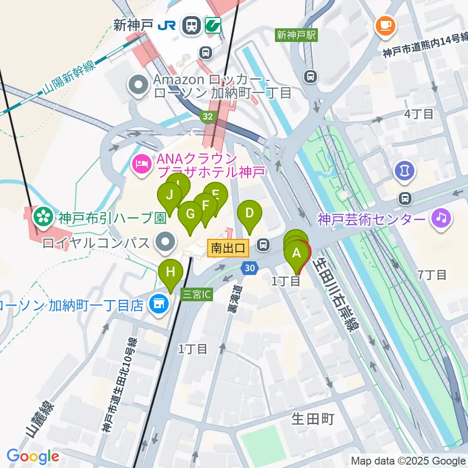 山下ピアノ社音楽教室周辺のファミレス・ファーストフード一覧地図