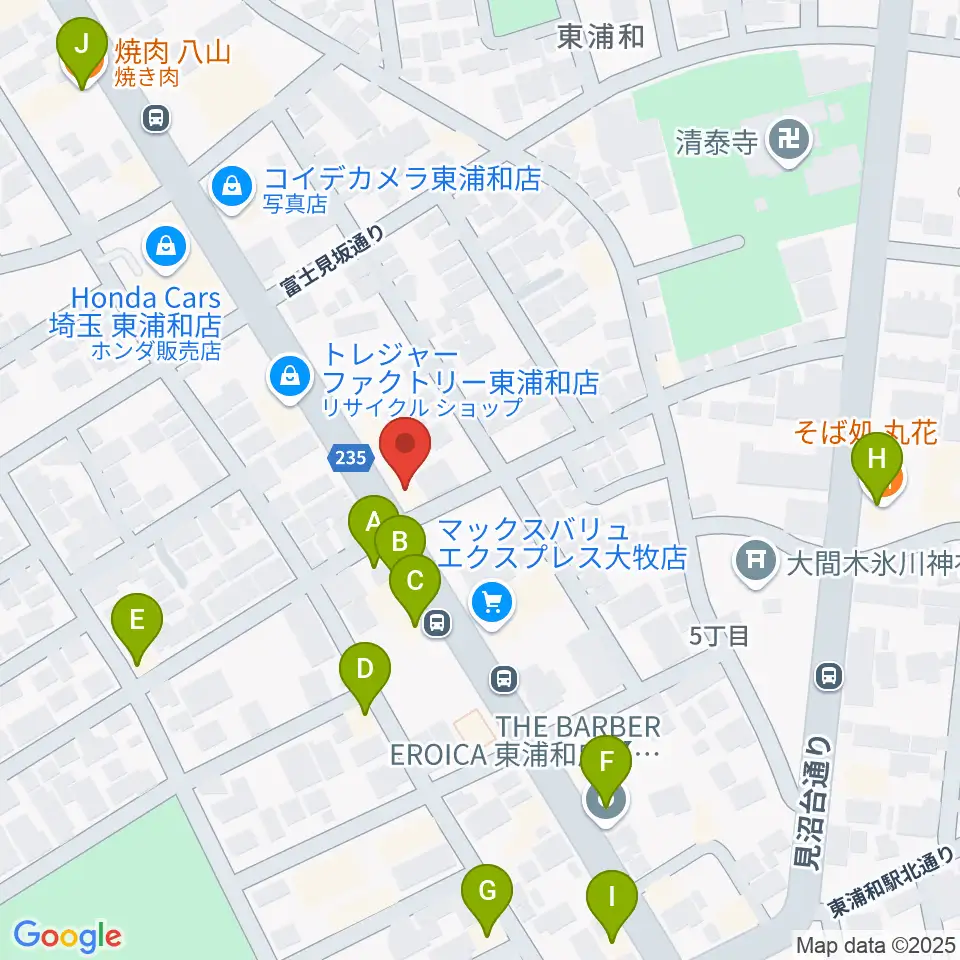 音楽教室Tutti Music東浦和教室周辺のファミレス・ファーストフード一覧地図