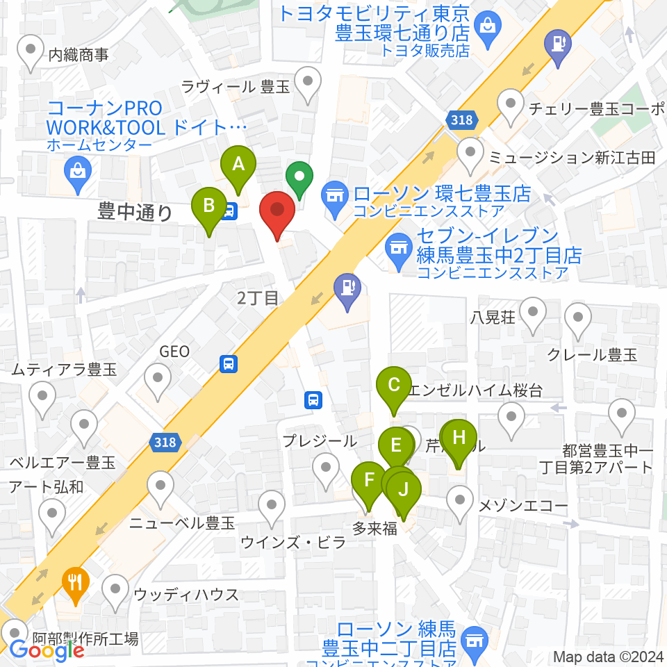 Music Studio M周辺のファミレス・ファーストフード一覧地図