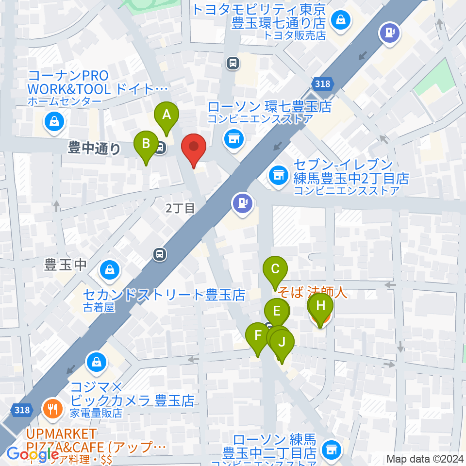 Music Studio M周辺のファミレス・ファーストフード一覧地図