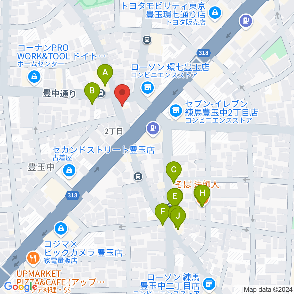 Music Studio M周辺のファミレス・ファーストフード一覧地図