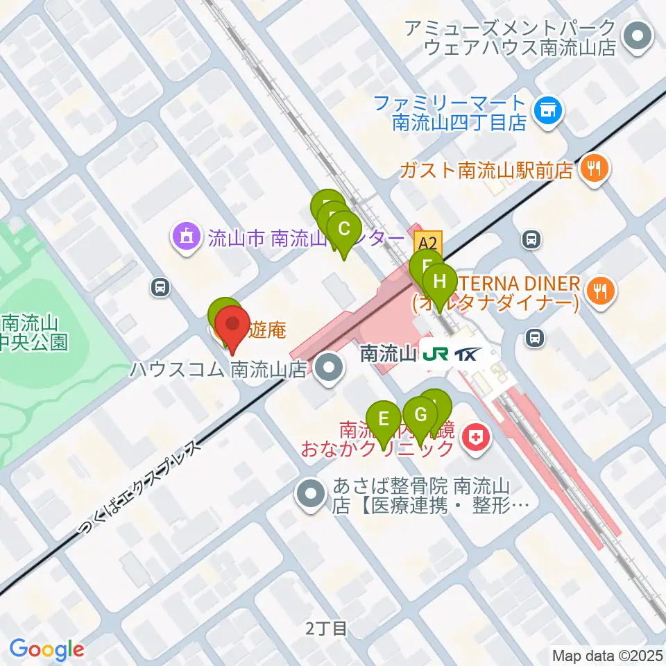 夢弦の会ギタースクール周辺のファミレス・ファーストフード一覧地図