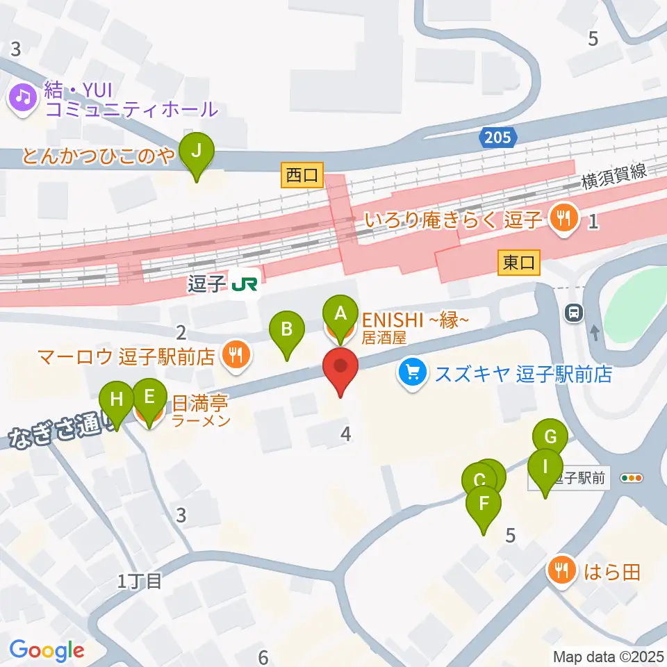 ファンデーク音楽院周辺のファミレス・ファーストフード一覧地図