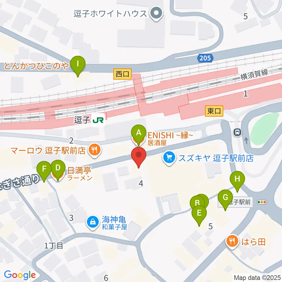 ファンデーク音楽院周辺のファミレス・ファーストフード一覧地図