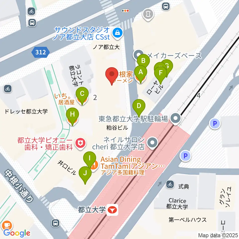 ボーカルスクールVOAT 東京本校周辺のファミレス・ファーストフード一覧地図