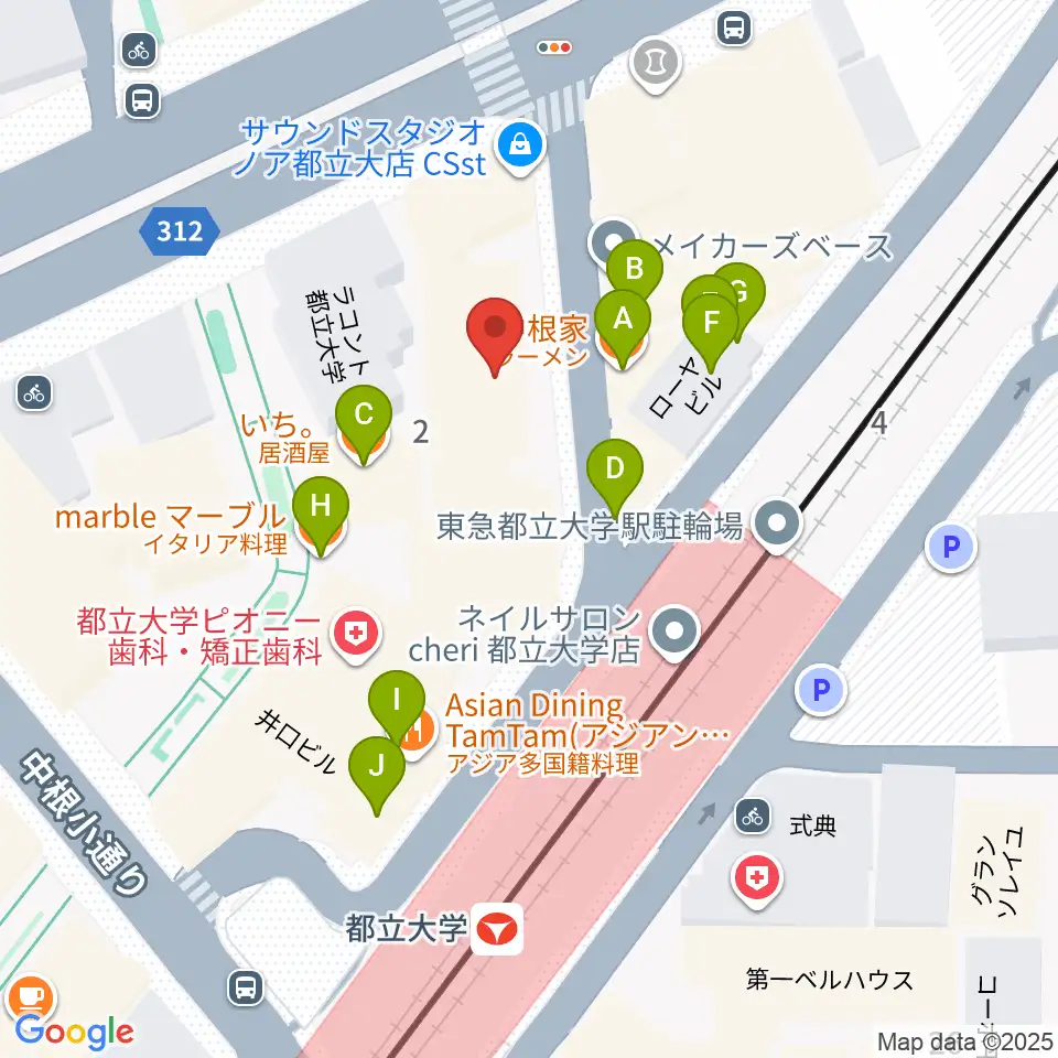 ボーカルスクールVOAT 東京本校周辺のファミレス・ファーストフード一覧地図