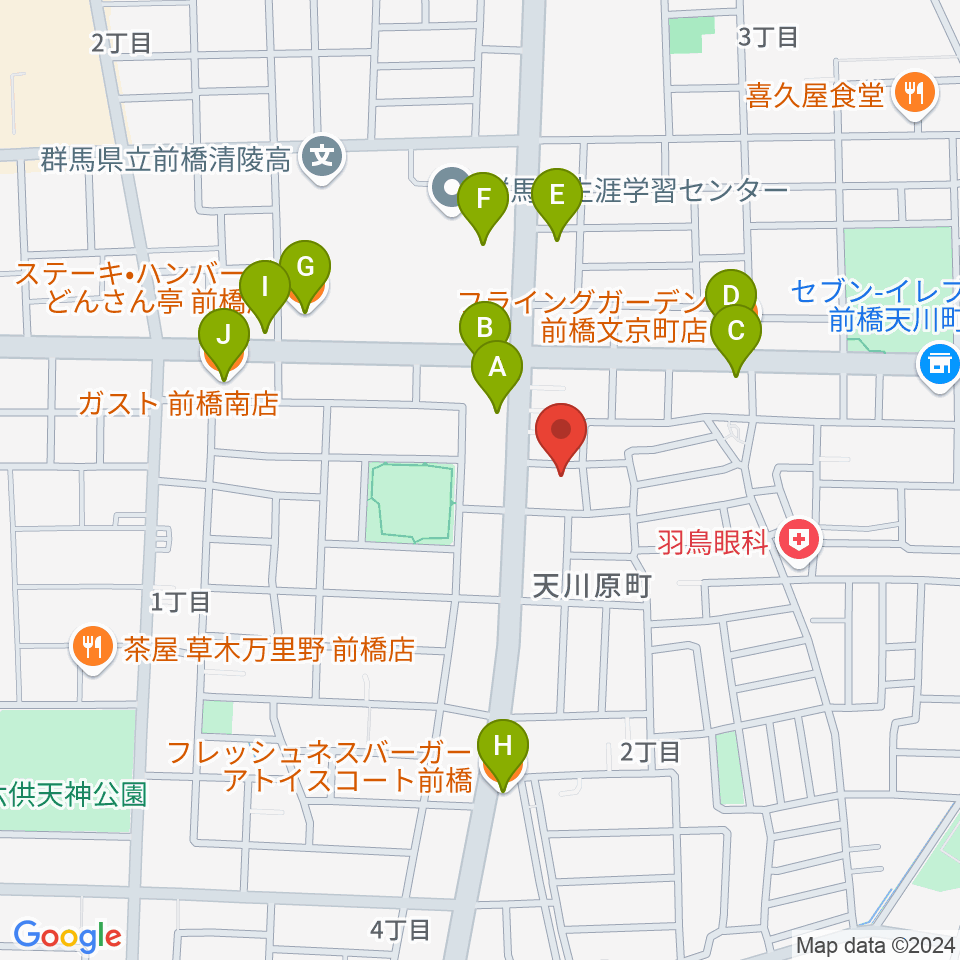 バップ・ジャズ・スクール周辺のファミレス・ファーストフード一覧地図