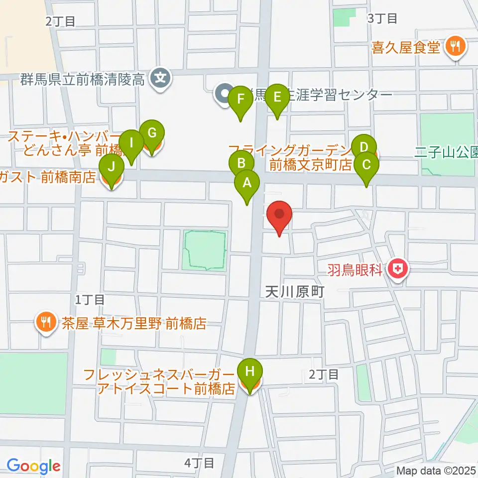 バップ・ジャズ・スクール周辺のファミレス・ファーストフード一覧地図