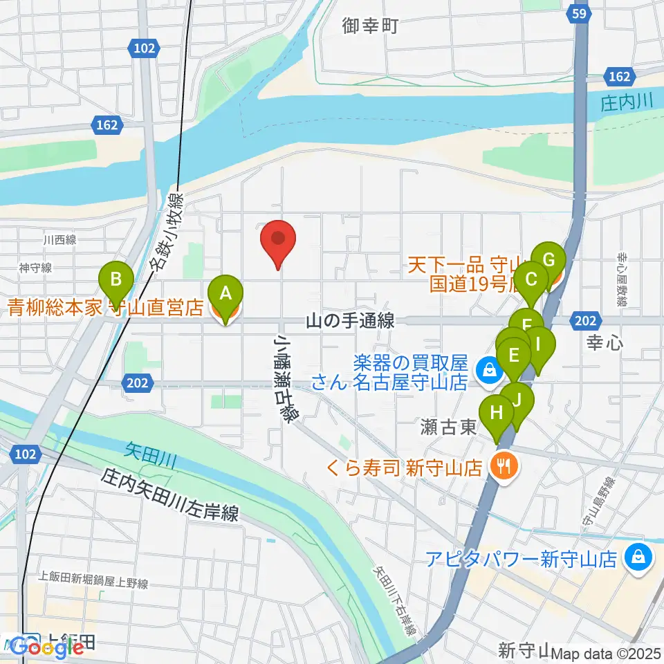 瀬古音楽センター周辺のファミレス・ファーストフード一覧地図