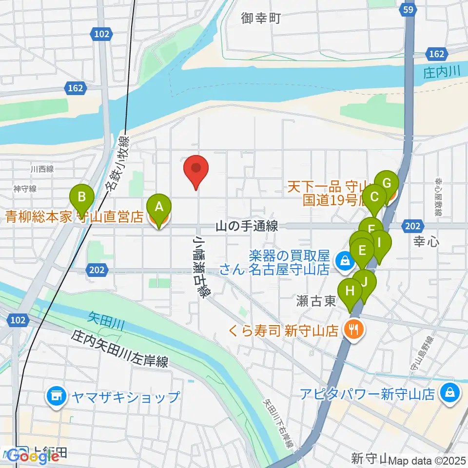 瀬古音楽センター周辺のファミレス・ファーストフード一覧地図