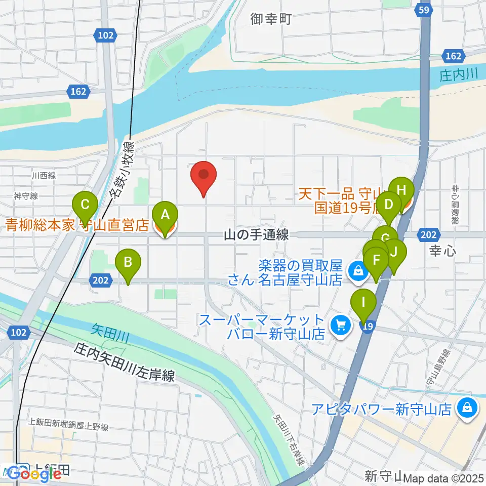 瀬古音楽センター周辺のファミレス・ファーストフード一覧地図