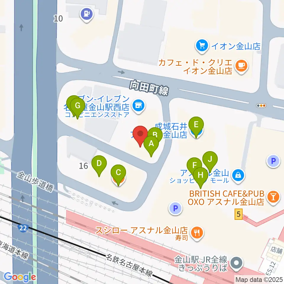 アズール・ギター教室周辺のファミレス・ファーストフード一覧地図