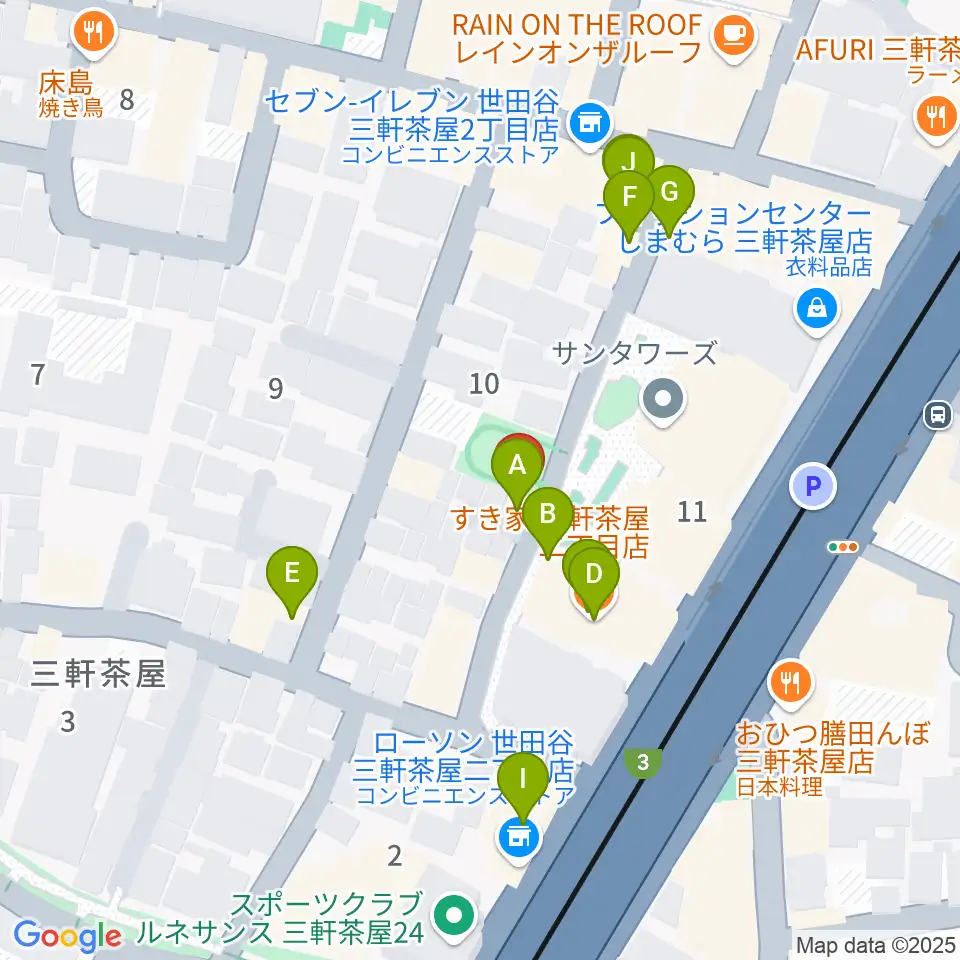 J-Fenix Music School周辺のファミレス・ファーストフード一覧地図