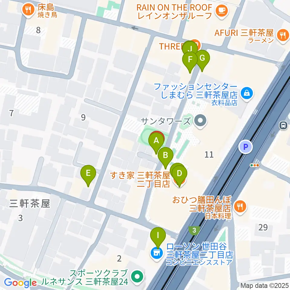 J-Fenix Music School周辺のファミレス・ファーストフード一覧地図