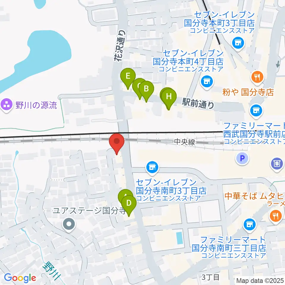 ボーカル教室Smily周辺のファミレス・ファーストフード一覧地図