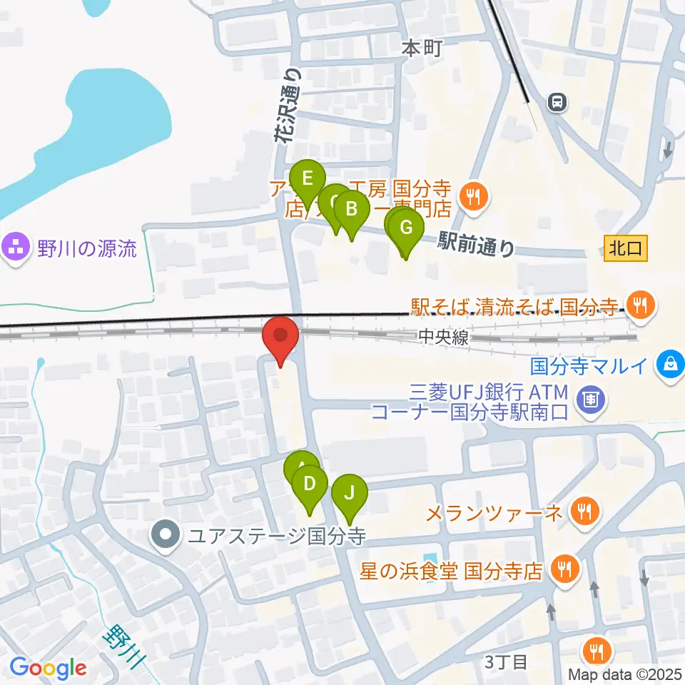 ボーカル教室Smily周辺のファミレス・ファーストフード一覧地図