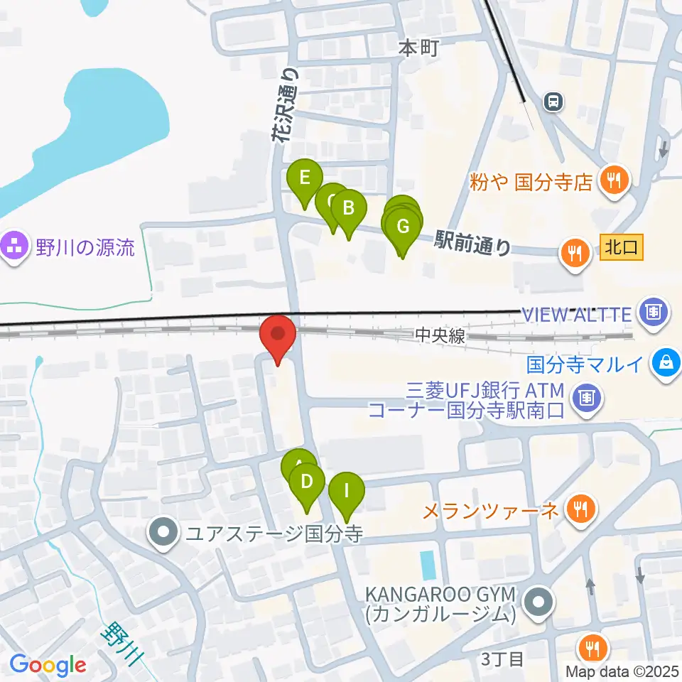 ボーカル教室Smily周辺のファミレス・ファーストフード一覧地図
