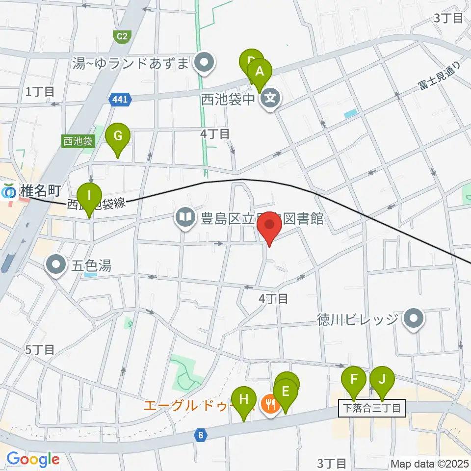 ソルフェージスクール周辺のファミレス・ファーストフード一覧地図