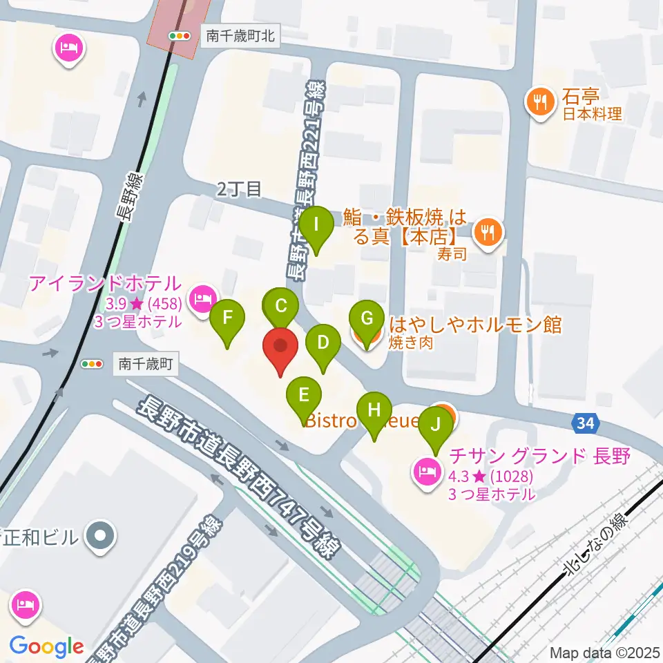 アイミュージックスクール周辺のファミレス・ファーストフード一覧地図