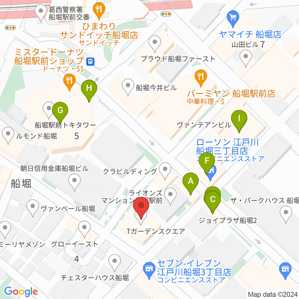 小林音楽教室 船堀教室周辺のファミレス・ファーストフード一覧地図