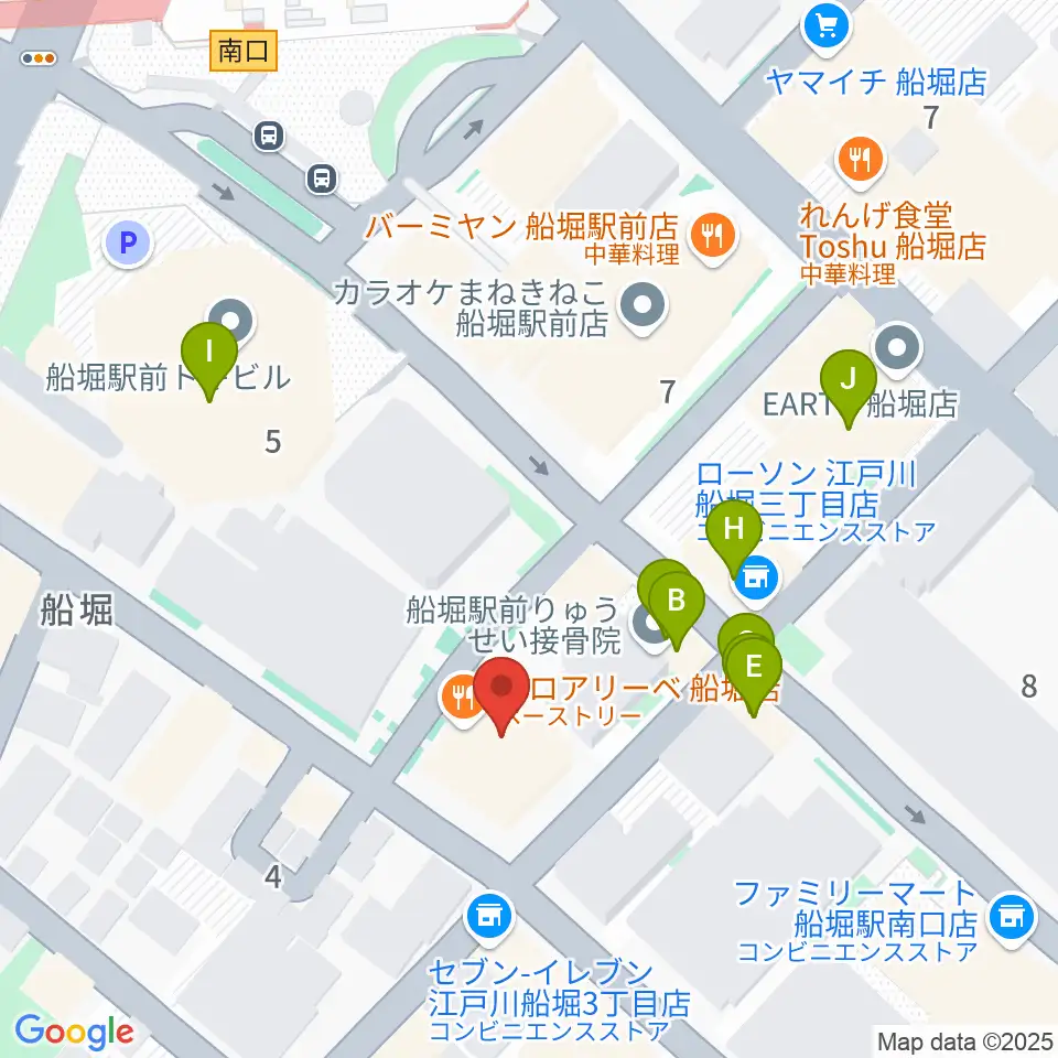 小林音楽教室 船堀教室周辺のファミレス・ファーストフード一覧地図