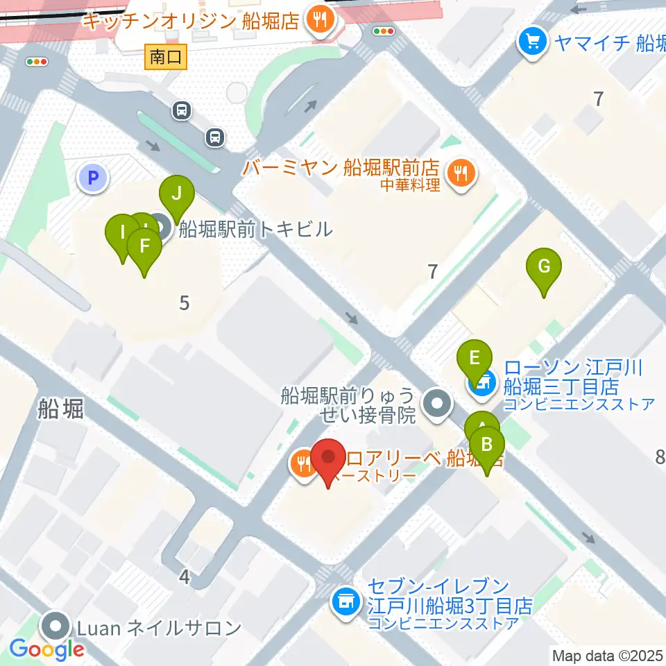 小林音楽教室 船堀教室周辺のファミレス・ファーストフード一覧地図