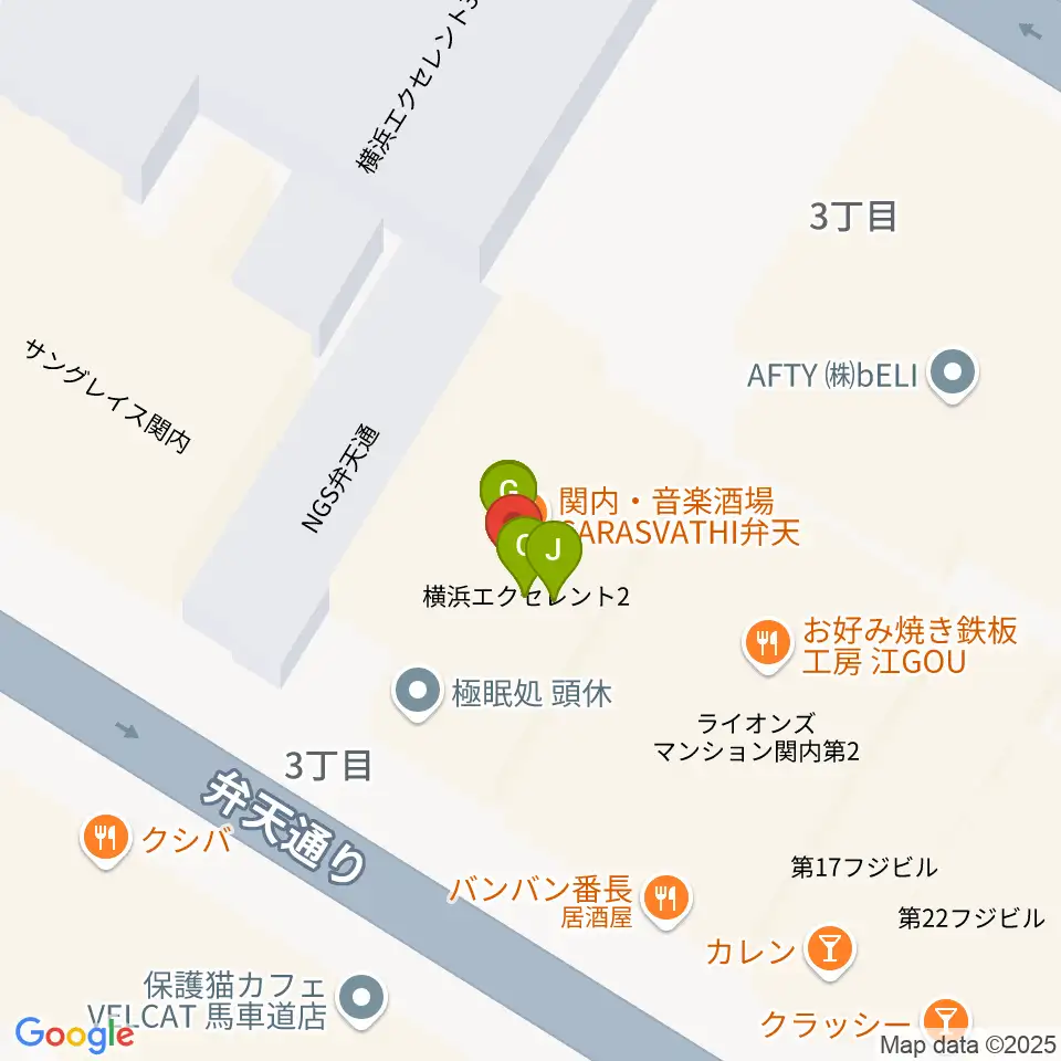 弁天スタジオ周辺のファミレス・ファーストフード一覧地図