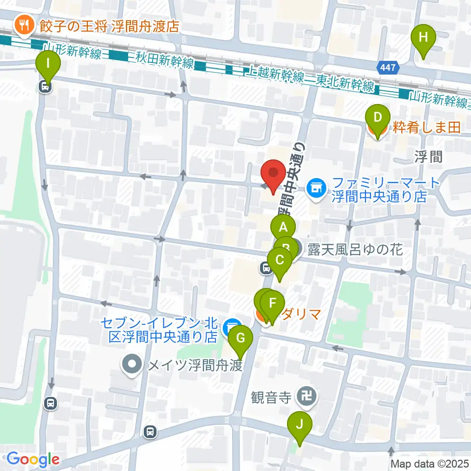メロディー音楽教室周辺のファミレス・ファーストフード一覧地図