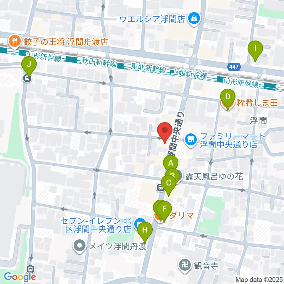 メロディー音楽教室周辺のファミレス・ファーストフード一覧地図