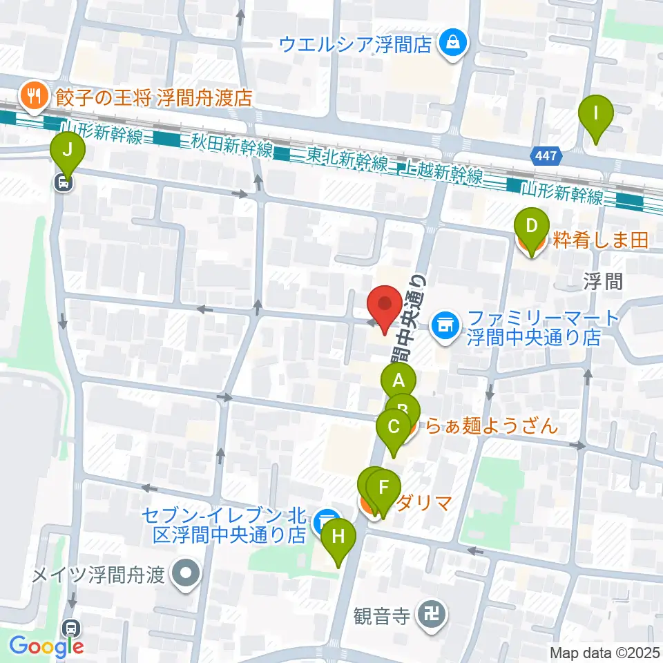 メロディー音楽教室周辺のファミレス・ファーストフード一覧地図